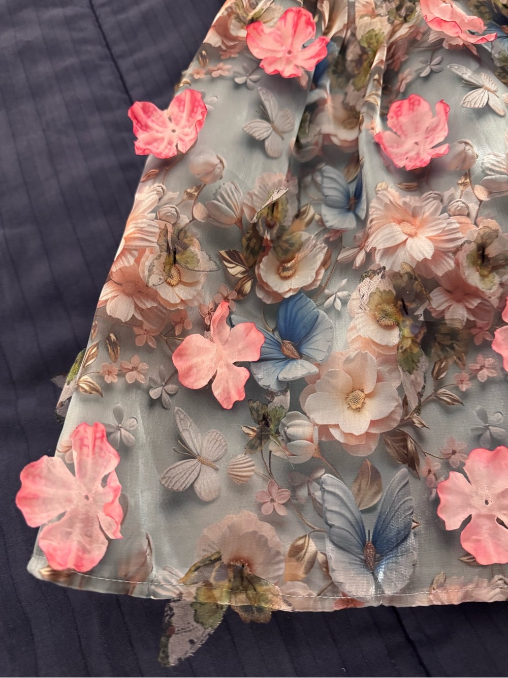 Betsy Johnson 3D Butterfly Floral Mini Dress Size Small - Picture 6 of 13